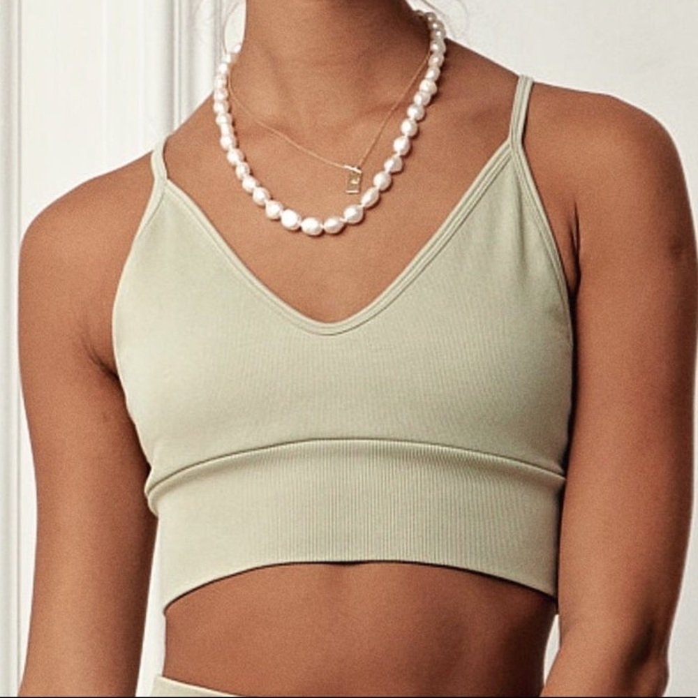 EasySundays Easy Sundays UpLift Seamless Ribbed Bra Green Serenity XS S L NWT